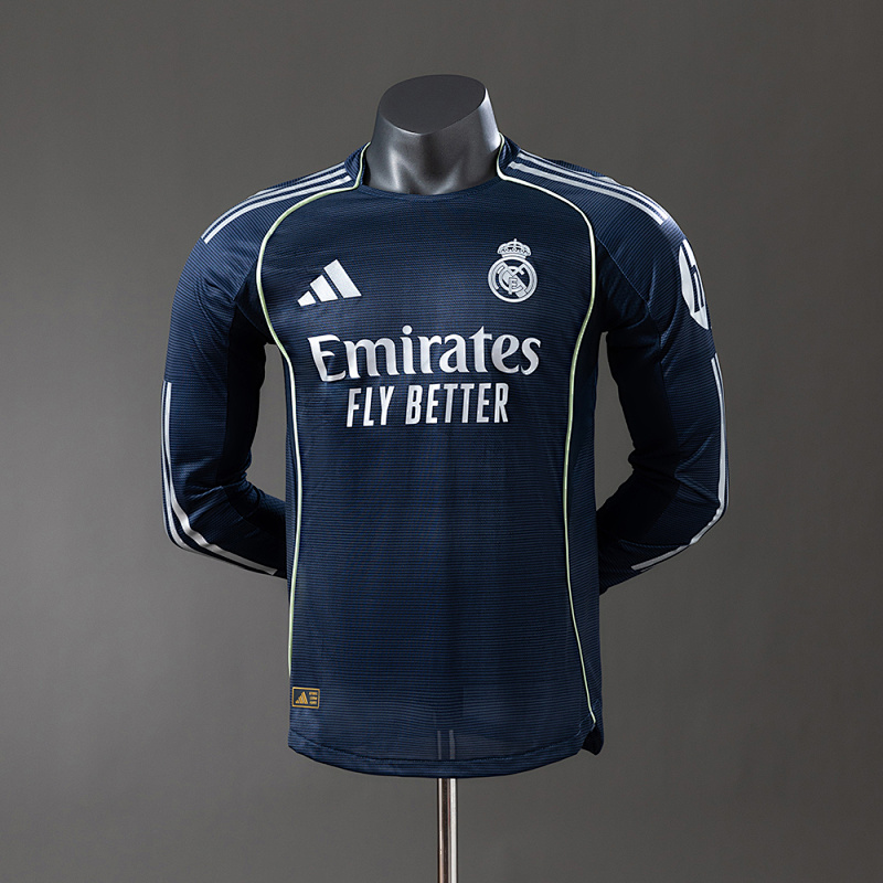 Real Madrid 25/26 Away Long Sleeve Player Version Jersey S-3XL (front)