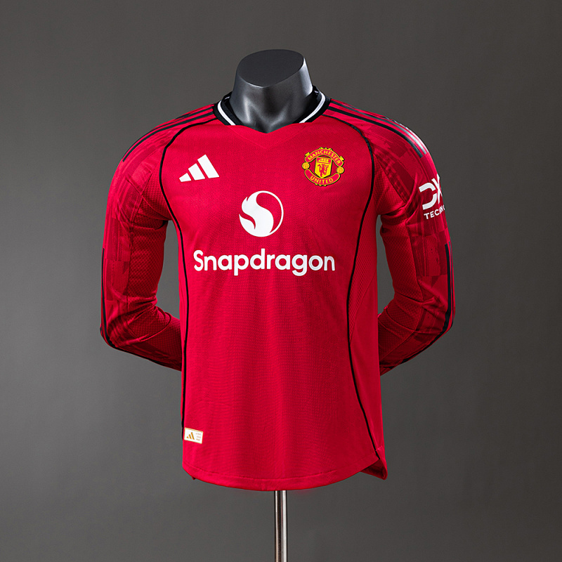 M-U 25/26 Home Long Sleeve Player Version Jersey S-3XL (front)