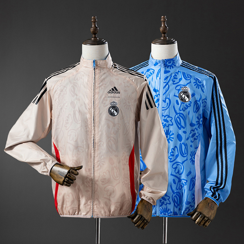 Real Madrid Reversible Jacket Windbreaker - Beige & Blue S-XXL (front)