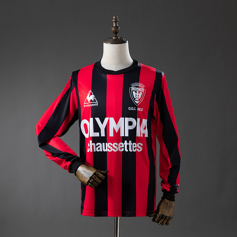 OGC Nice 77/78 Home Long-Sleeve Retro Jersey S-XXL (front)
