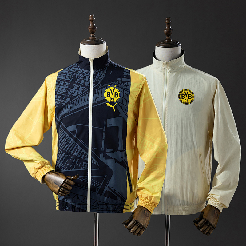 Borussia Dortmund Reversible Jacket Windbreaker - Black & Beige S-XXL (front)