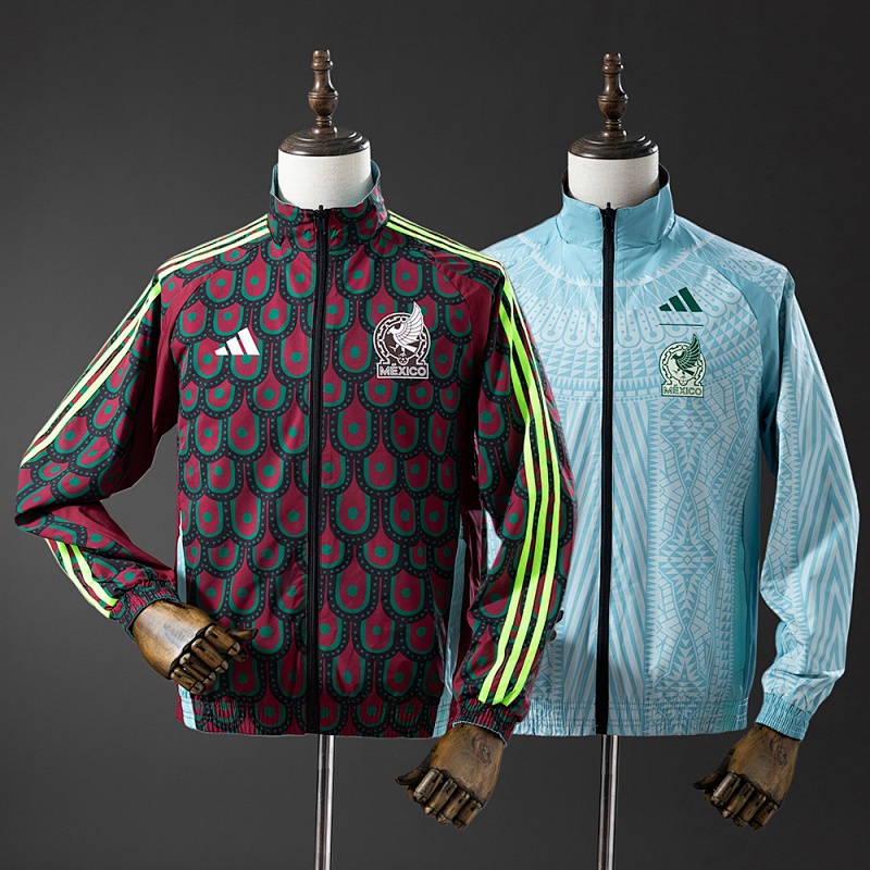 Mexico Reversible Jacket Windbreaker - Red & Sky Blue S-XXL (front)