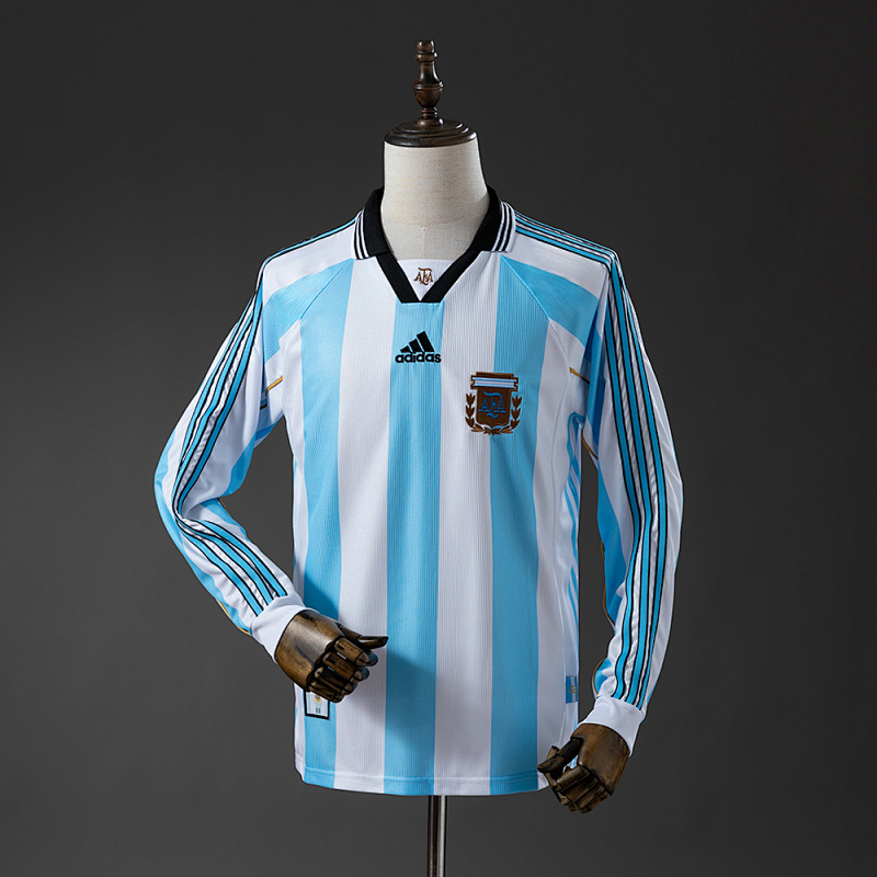Argentina 1998 Home Long Sleeve Retro Jersey S-XXL (front)