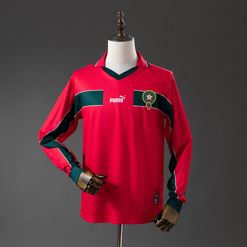 Morocco 1998 Away  Long Sleeve Retro Jersey S-XXL (front)