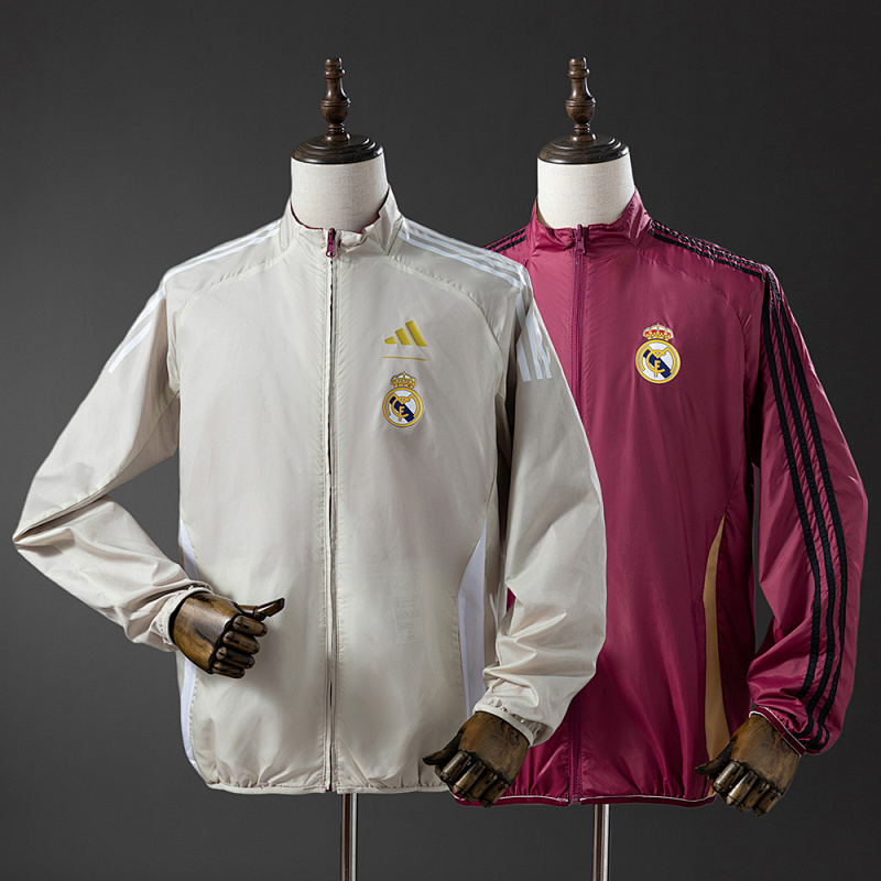 Real Madrid Reversible Jacket Windbreaker - Beige & Red S-XXL (front)