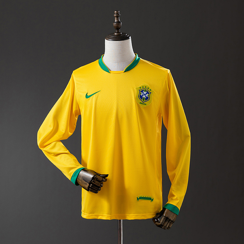 Brazil 2006 Home Long Sleeve Retro Jersey S-XXL (front)