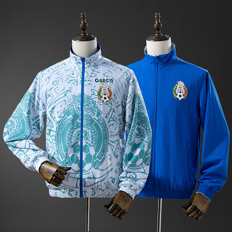 Mexico Reversible Jacket Windbreaker - White & Blue S-XXL (front)