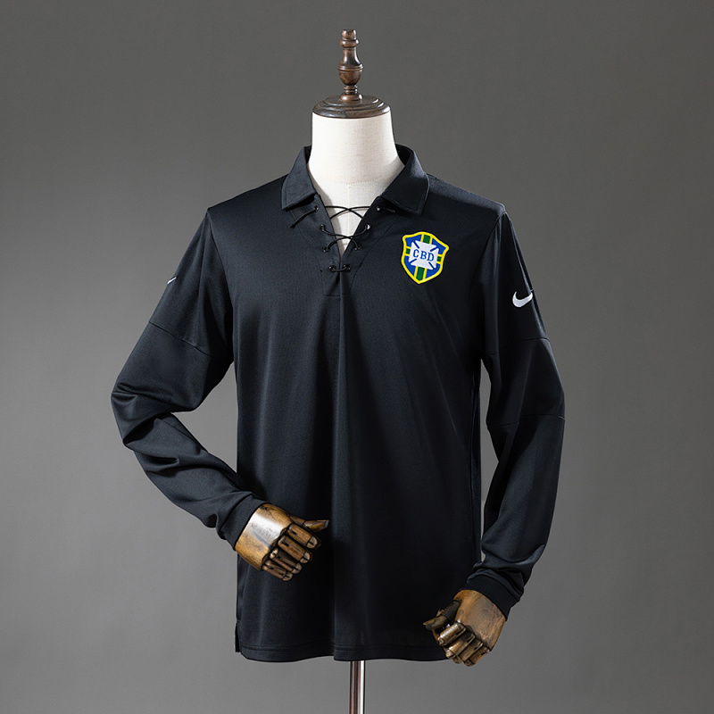 Brazil 2004 Special Edition Black Long Sleeve Retro Jersey S-XXL (front)