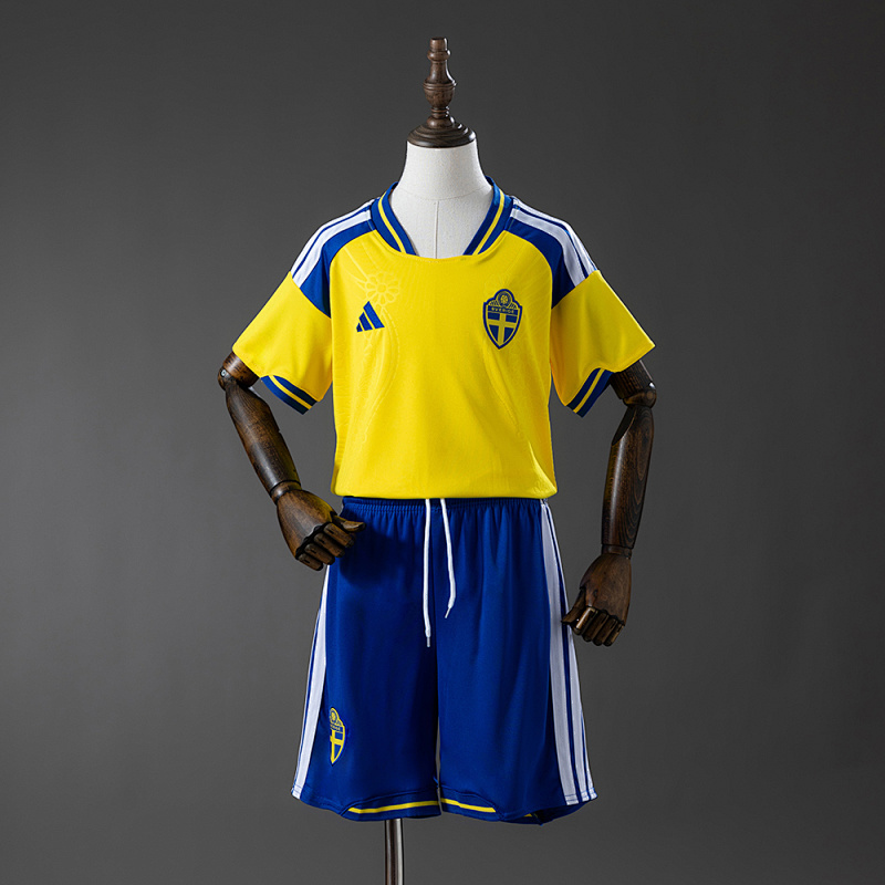 Sweden 2026 Home Kids Kit Jersey Size 16-28 (front)