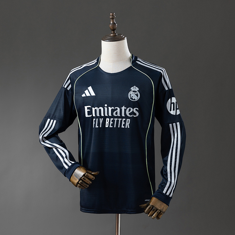Real Madrid 25/26 Away Long Sleeve Jersey S-4XL (front)