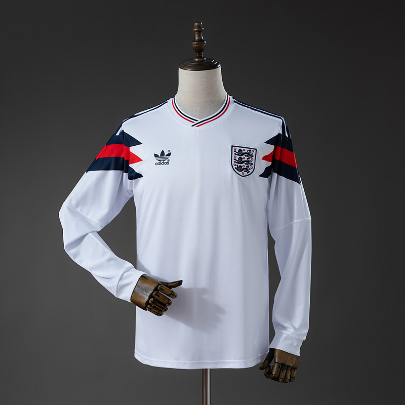 England 1990 Home Retro Long Sleeve Jersey S-XXL (front)