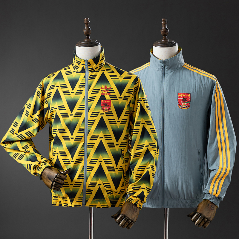 Arsenal Reversible Jacket Windbreaker - Yellow & Grey S-XXL (front)
