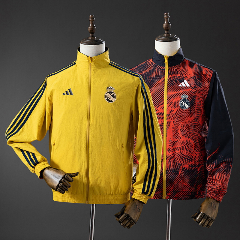 Real Madrid Reversible Jacket Windbreaker - Yellow & Red S-XXL (front)