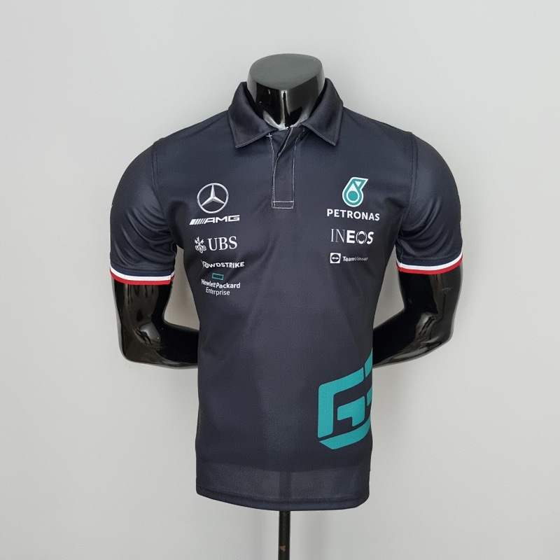 2022 F1 Formula One;  Mercedes Benz #63 Polo Black s-5xl (front)