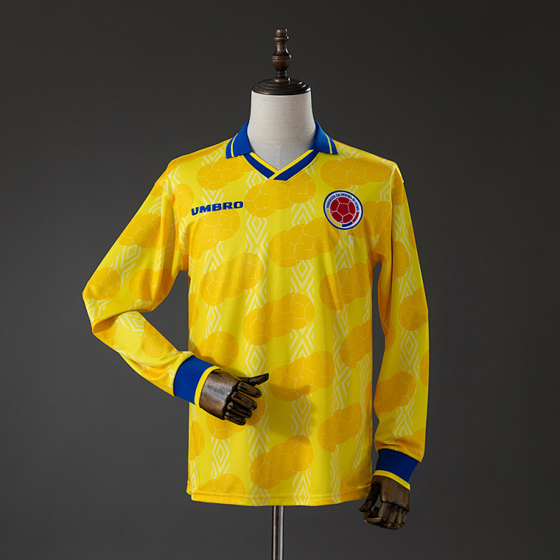 Colombia 1994 Home Retro Long Sleeve Jersey S-XXL (front)
