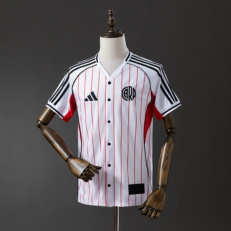 River Plate 25/26 US Pack Full-Button Baseball Jersey White S-XXL (front)