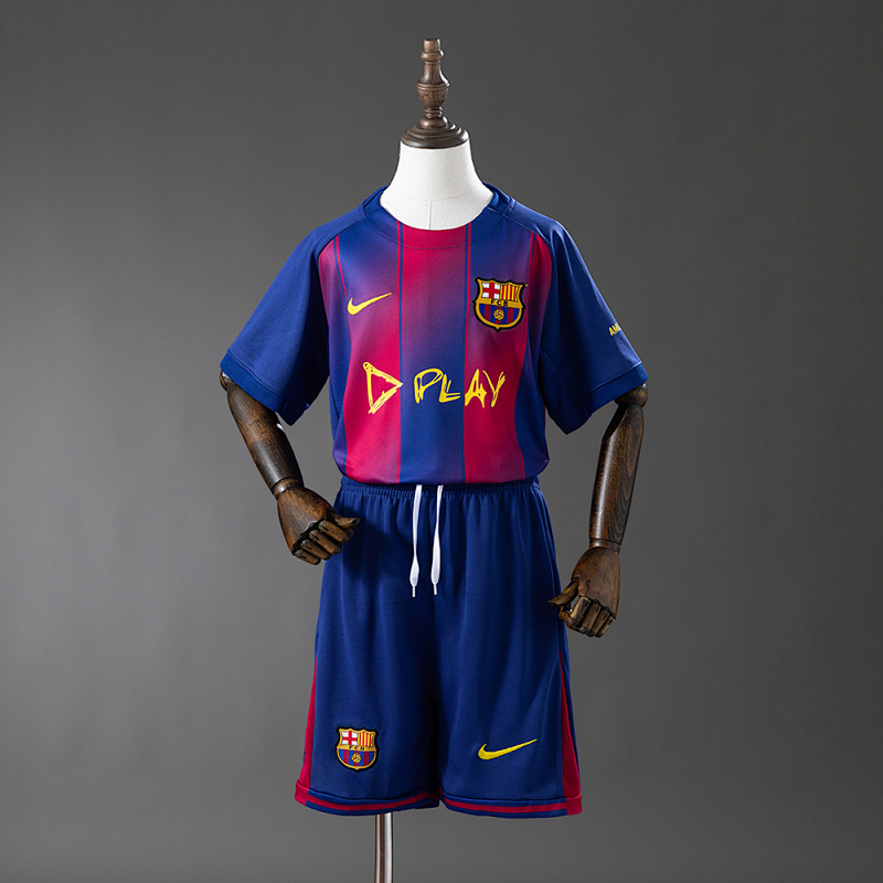 Barcelona 25/26 collaboration x DPLAY Kids Kit Jersey SIZE 16-28 (front)