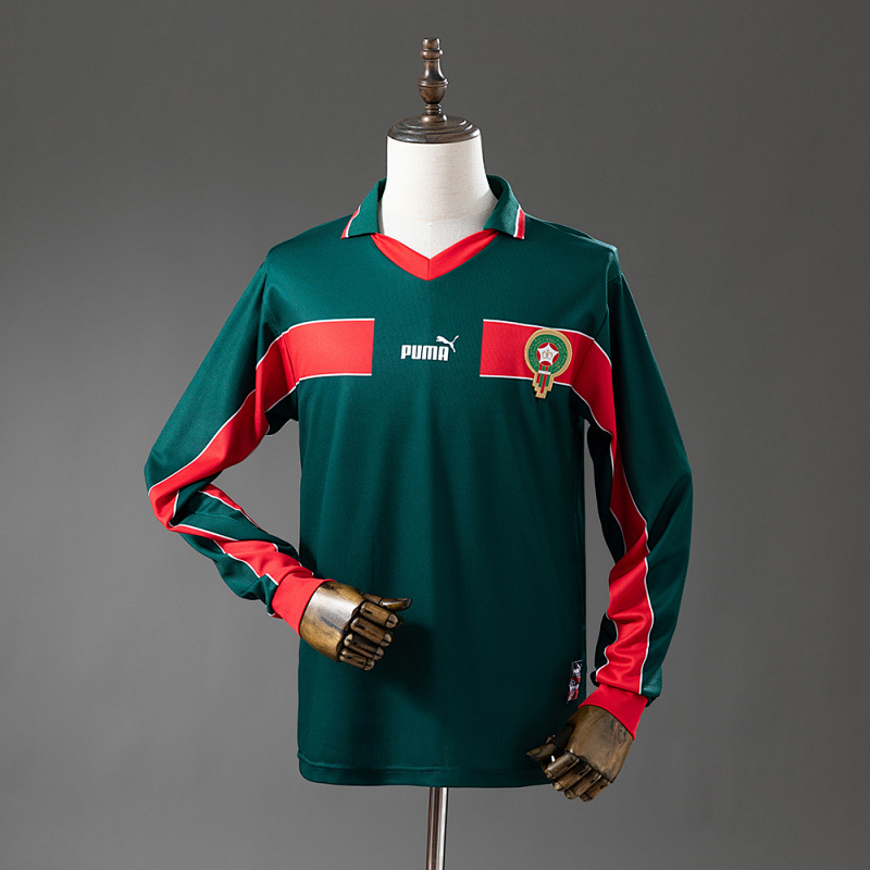 Morocco 1998 Home Long Sleeve Retro Jersey S-XXL (front)