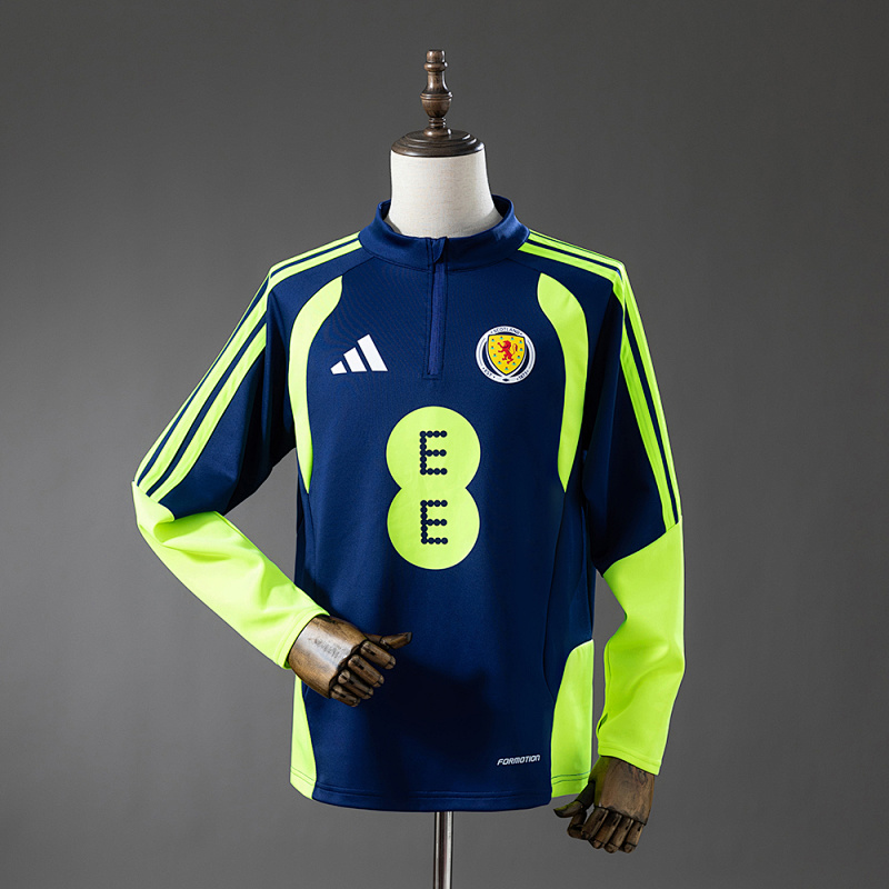 Scotland 2026 Training Top Navy Blue & Fluorescent Green S-XXL (front)