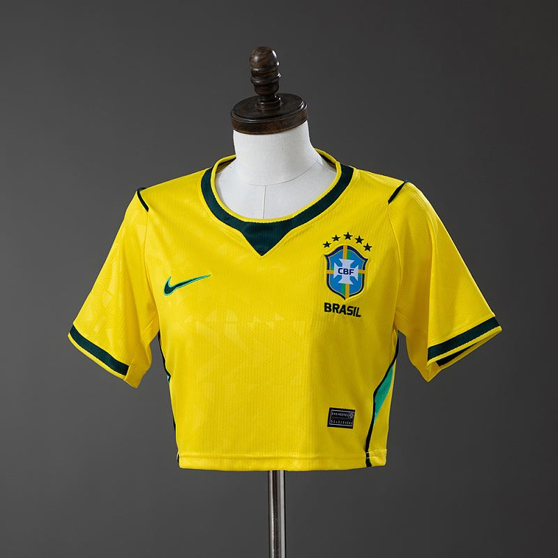 Brazil 2026 Home Women's crop top style Jersey S-XXL (front)