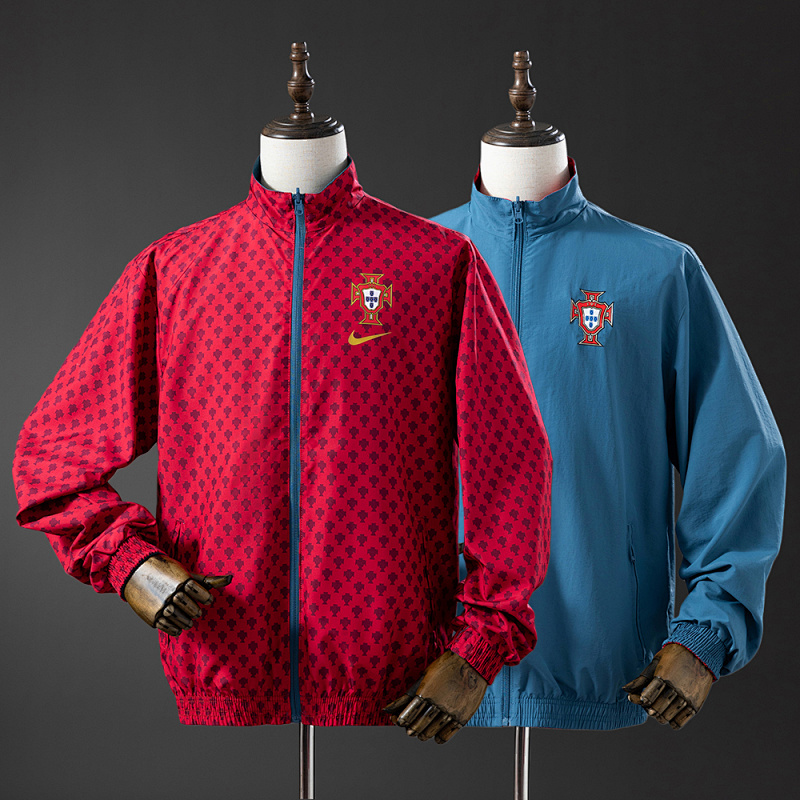 Portugal Reversible Jacket Windbreaker - Red & Cyan S-XXL (front)