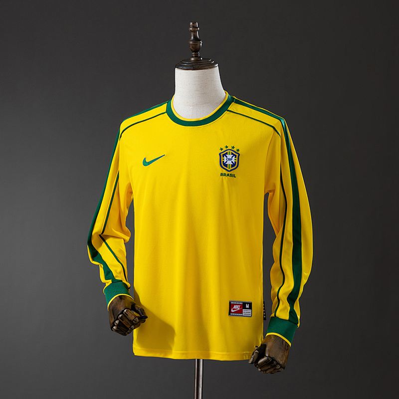 Retro Long Sleeve Brazil 1998 Home S-XXL (front)