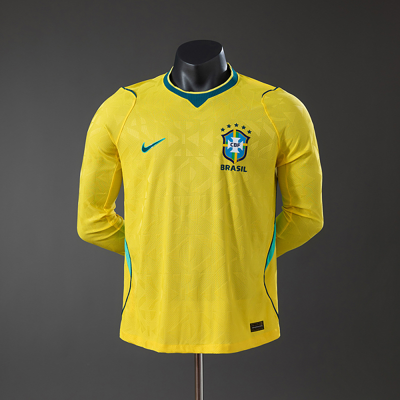Brazil 2026 Home Player Version Long-Sleeve Jersey S-3XL (front)