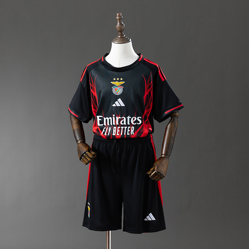 Benfica 25/26 Kids Kit Black Training Jersey Size：16-28 (front)