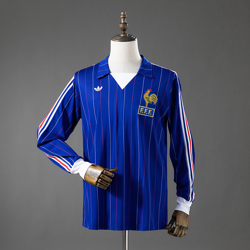 France 80/82 Home Long Sleeve Retro Jersey S-XXL (front)