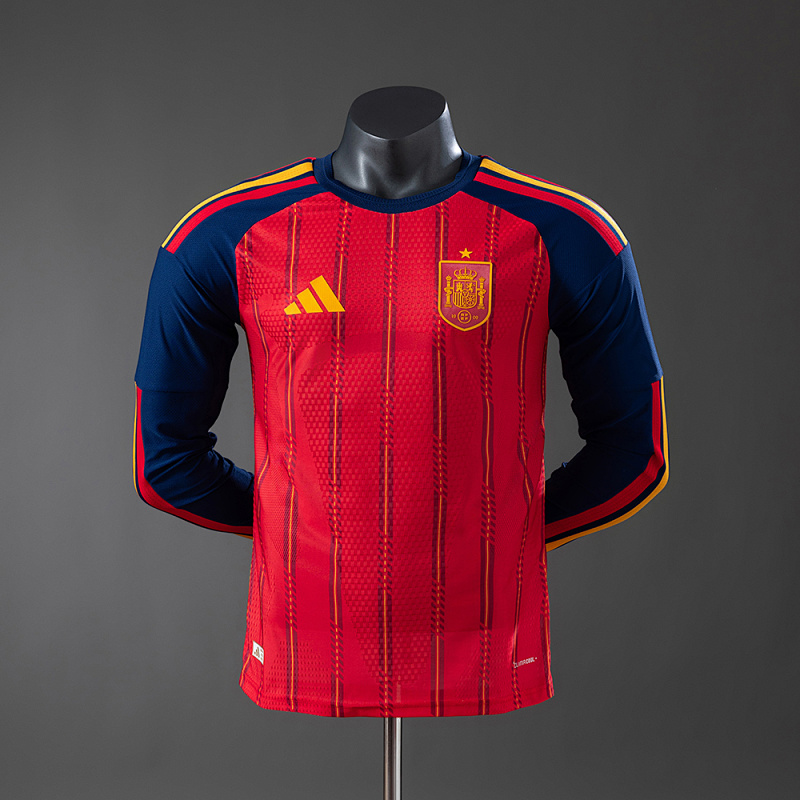 Spain 2026 Home Long-Sleeve Player Version Jerseys S-4XL (front)