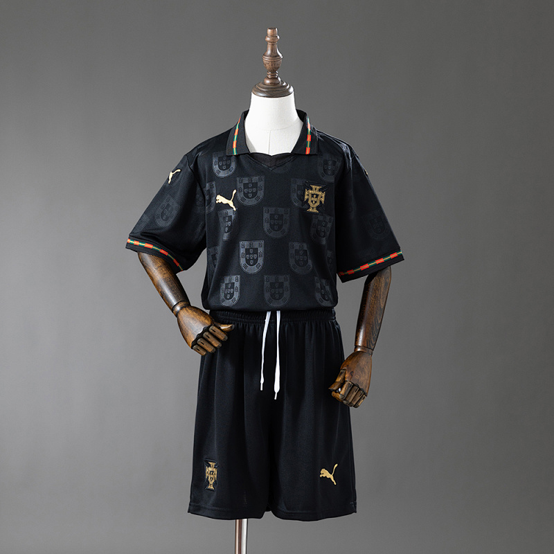 Portugal 2026 Black Kids Kit Jersey Size 16-28 (front)