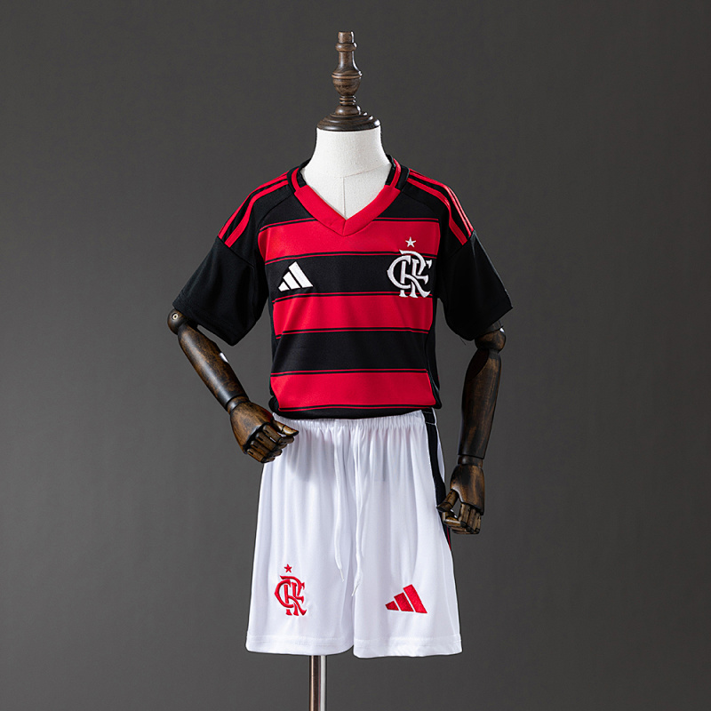 Flamengo 25/26 Home kids kit Jersey SIZE 16-28 (front)