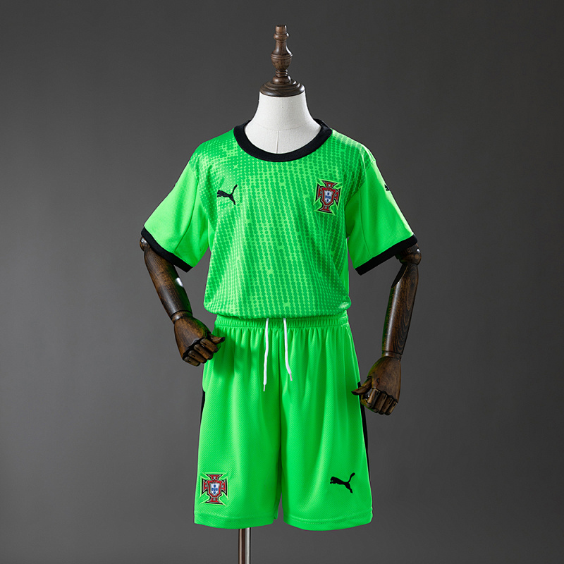Portugal 2026 Fluorescent Green Kids Kit Jersey SIZE 16-28 (front)