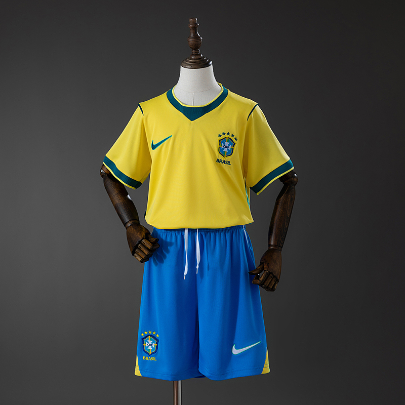 Brazil 2026 Home Kids Kit Jersey Size 16-28 (front)