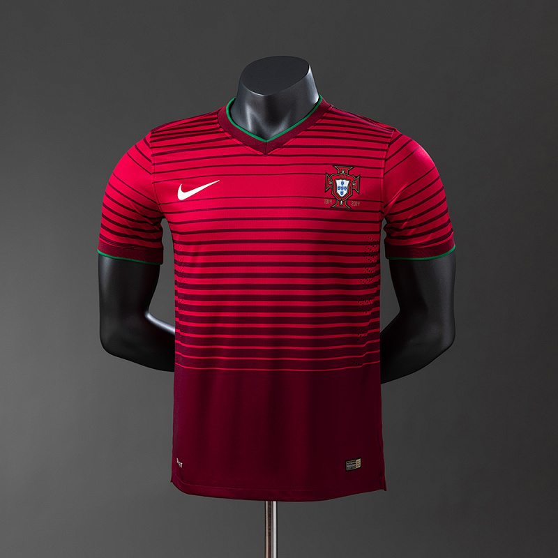 Portugal 2014 Player Version Retro Home Jersey S-3XL (front)