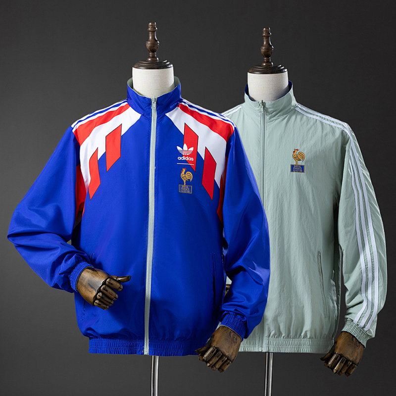 French Reversible Jacket Windbreaker - Blue & Mint Green S-XXL (front)
