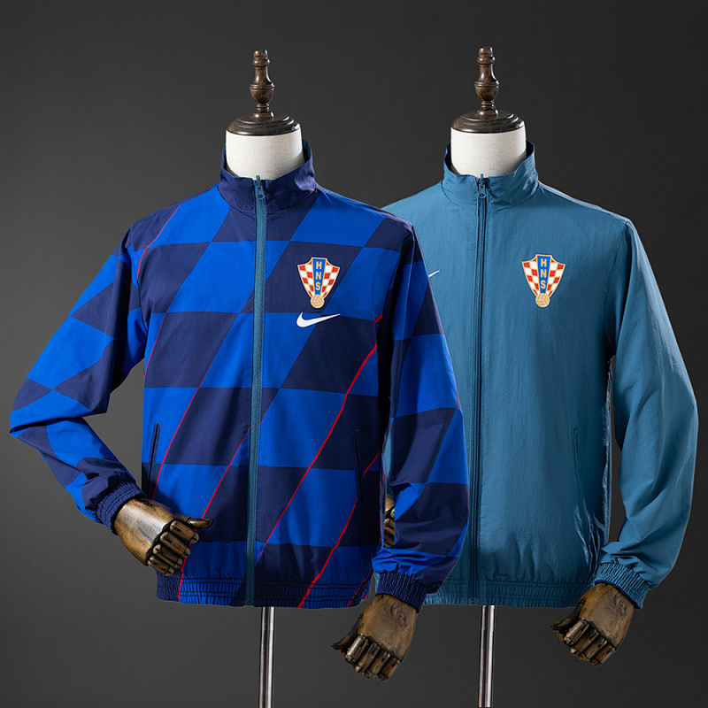 Croatian Reversible Jacket Windbreaker - Navy Blue & Sky Blue S-XXL (front)