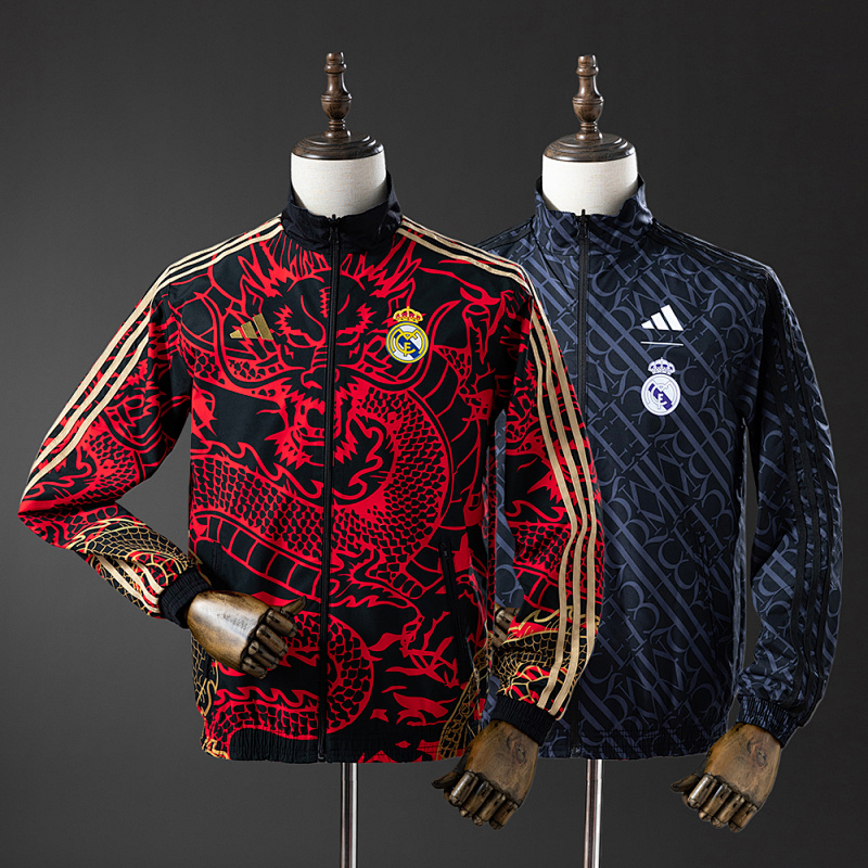 Real Madrid Reversible Jacket Windbreaker - Red & Heiss S-XXL (front)