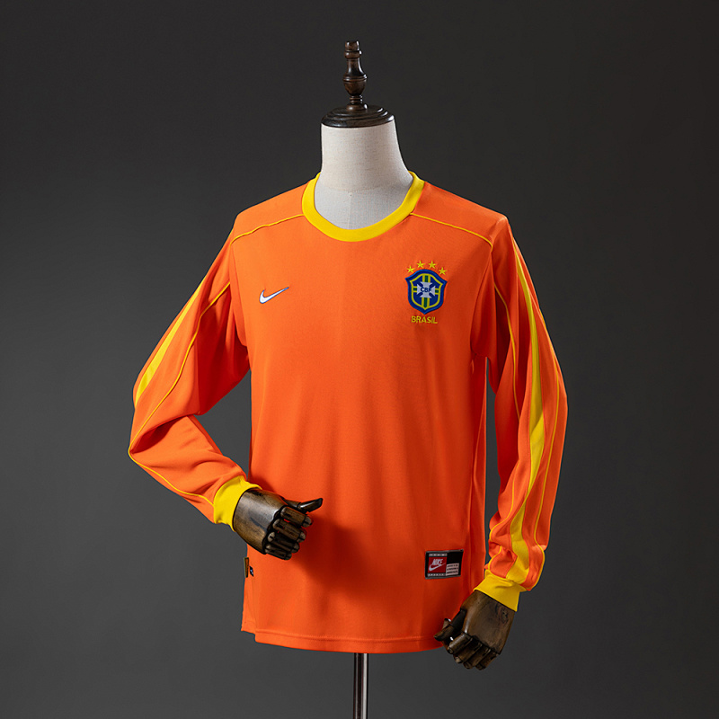 Brazil 1998 Goalkeeper Long Sleeve Retro Jersey S-XXL (front)