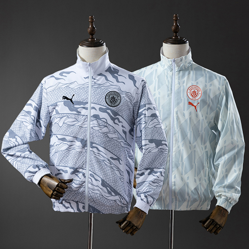 Manchester City Reversible Jacket Windbreaker - White & Mint Green S-XXL (front)