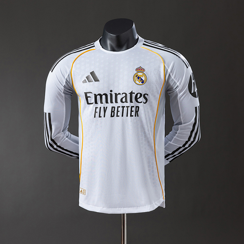 Real Madrid 25/26 Home Long Sleeve Player Version Jersey S-3XL (front)