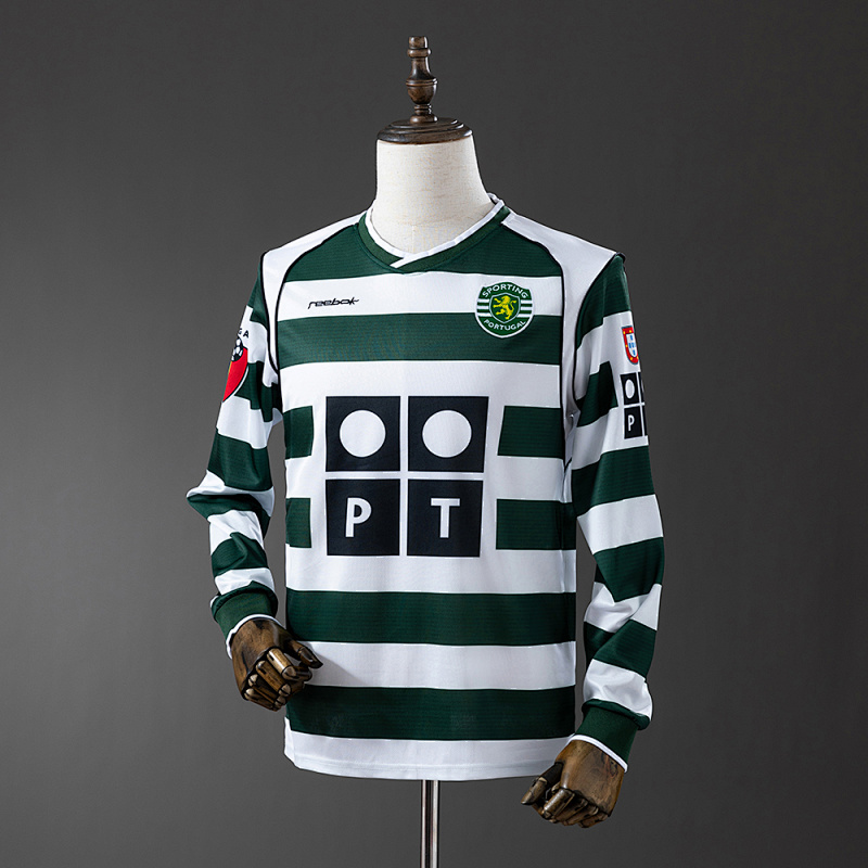 Retro Long Sleeve Sporting Lisbon 01/03 Home S-XXL (front)