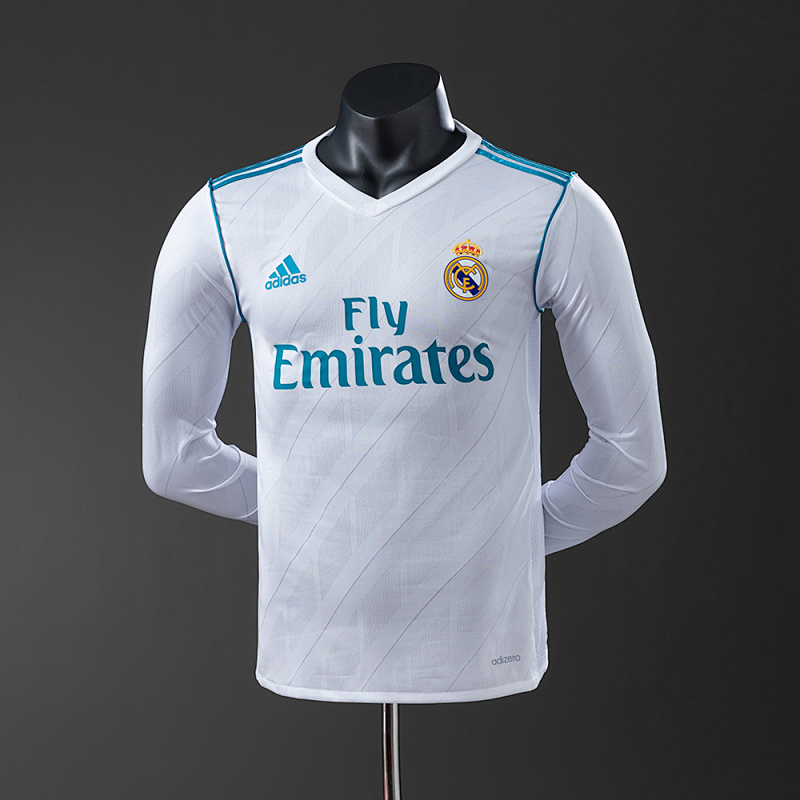 Real Madrid 17/18 Home Long Sleeve Player Version Retro Jersey S-3XL (front)